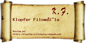 Klopfer Filoméla névjegykártya